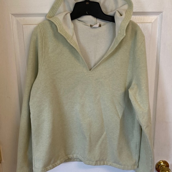 J. Crew Tops - J. Crew Light Sage V-Neck Hooded Pullover
